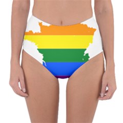 Flag Map Stripes Line Colorful Reversible High-Waist Bikini Bottoms