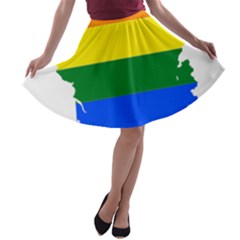 Flag Map Stripes Line Colorful A-line Skater Skirt