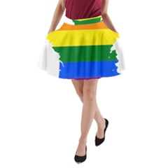 Flag Map Stripes Line Colorful A-Line Pocket Skirt