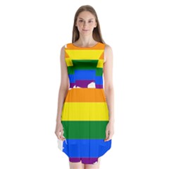 Flag Map Stripes Line Colorful Sleeveless Chiffon Dress  