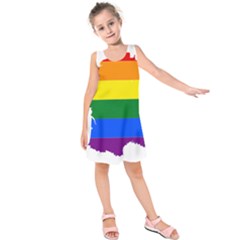 Flag Map Stripes Line Colorful Kids  Sleeveless Dress