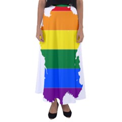 Flag Map Stripes Line Colorful Flared Maxi Skirt