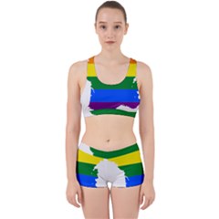 Flag Map Stripes Line Colorful Work It Out Sports Bra Set