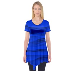 Dark Blue Stripes Seamless Short Sleeve Tunic  by Mariart