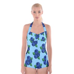 Fruit Nordic Grapes Green Blue Boyleg Halter Swimsuit  by Mariart