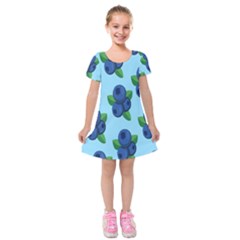 Fruit Nordic Grapes Green Blue Kids  Short Sleeve Velvet Dress