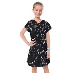 Falling Spinning Silver Stars Space White Black Kids  Drop Waist Dress