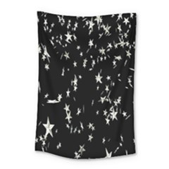 Falling Spinning Silver Stars Space White Black Small Tapestry by Mariart