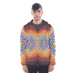 Cosmik Triangle Space Rainbow Light Blue Gold Orange Hooded Wind Breaker (men)