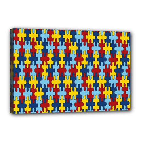 Fuzzle Red Blue Yellow Colorful Canvas 18  X 12 