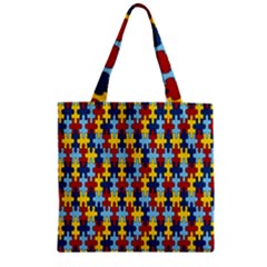 Fuzzle Red Blue Yellow Colorful Zipper Grocery Tote Bag by Mariart