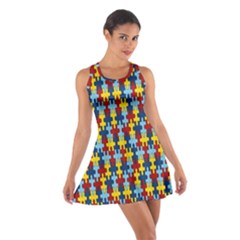 Fuzzle Red Blue Yellow Colorful Cotton Racerback Dress by Mariart