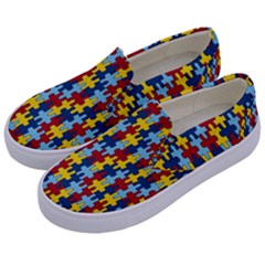 Fuzzle Red Blue Yellow Colorful Kids  Canvas Slip Ons