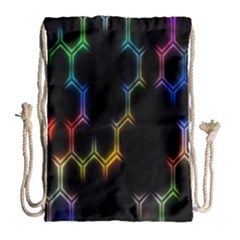 Grid Light Colorful Bright Ultra Drawstring Bag (large) by Mariart
