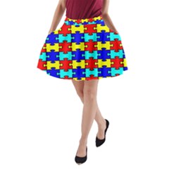 Game Puzzle A-line Pocket Skirt by Mariart