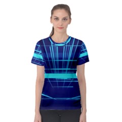 Grid Structure Blue Line Women s Sport Mesh Tee