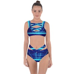 Grid Structure Blue Line Bandaged Up Bikini Set  by Mariart