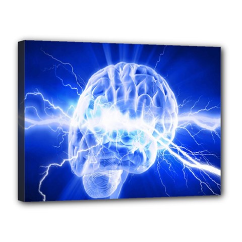 Lightning Brain Blue Canvas 16  X 12  by Mariart