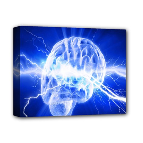 Lightning Brain Blue Deluxe Canvas 14  X 11 