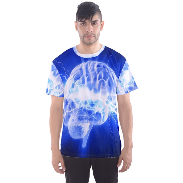 Lightning Brain Blue Men s Sports Mesh Tee