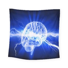Lightning Brain Blue Square Tapestry (small) by Mariart