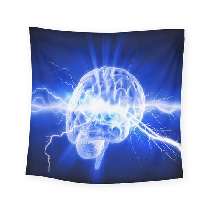 Lightning Brain Blue Square Tapestry (Small)