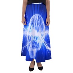 Lightning Brain Blue Flared Maxi Skirt