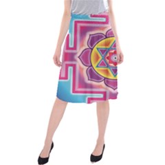 Kali Yantra Inverted Rainbow Midi Beach Skirt
