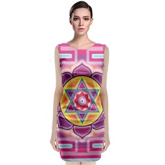 Kali Yantra Inverted Rainbow Sleeveless Velvet Midi Dress