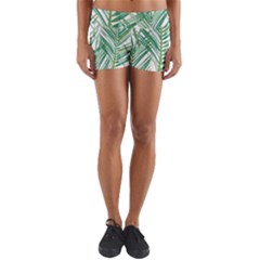 Jungle Fever Green Leaves Yoga Shorts by Mariart