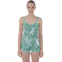 Jungle Fever Green Leaves Tie Front Two Piece Tankini