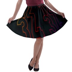 Neon Number A-line Skater Skirt