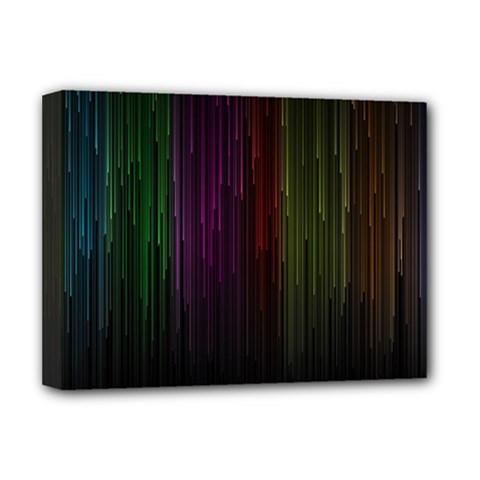 Line Rain Rainbow Light Stripes Lines Flow Deluxe Canvas 16  X 12  
