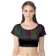 Line Rain Rainbow Light Stripes Lines Flow Short Sleeve Crop Top by Mariart