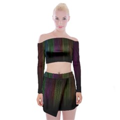Line Rain Rainbow Light Stripes Lines Flow Off Shoulder Top With Skirt Set by Mariart