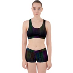 Line Rain Rainbow Light Stripes Lines Flow Work It Out Sports Bra Set by Mariart