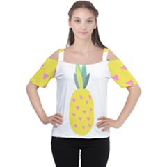 Pineapple Fruite Yellow Triangle Pink Cutout Shoulder Tee