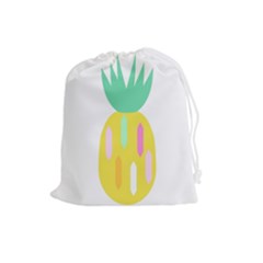 Pineapple Fruite Yellow Triangle Pink White Drawstring Pouches (large) 
