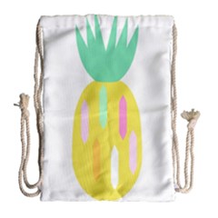 Pineapple Fruite Yellow Triangle Pink White Drawstring Bag (large) by Mariart