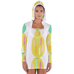 Pineapple Fruite Yellow Triangle Pink White Long Sleeve Hooded T-shirt