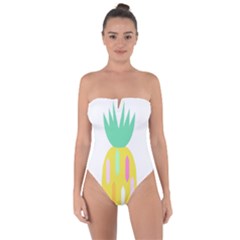 Pineapple Fruite Yellow Triangle Pink White Tie Back One Piece Swimsuit by Mariart