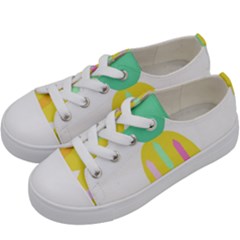 Pineapple Fruite Yellow Triangle Pink White Kids  Low Top Canvas Sneakers