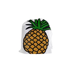 Pineapple Fruite Yellow Green Orange Drawstring Pouches (small)  by Mariart