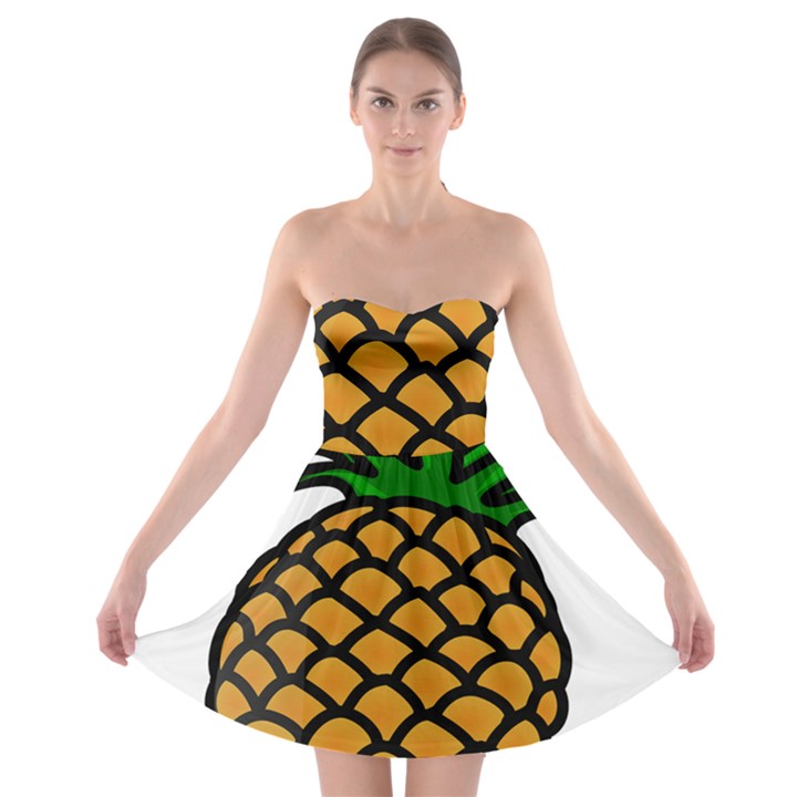 Pineapple Fruite Yellow Green Orange Strapless Bra Top Dress