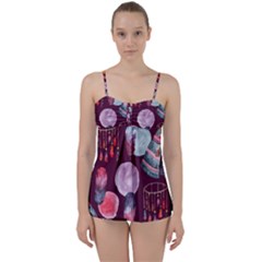 Boho Tribal Watercolor Pattern  Babydoll Tankini Set by paulaoliveiradesign