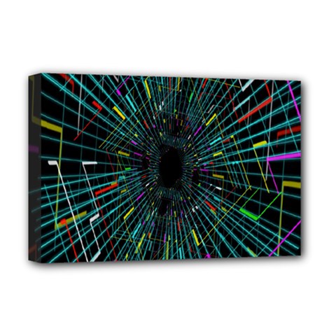Colorful Geometric Electrical Line Block Grid Zooming Movement Deluxe Canvas 18  X 12  