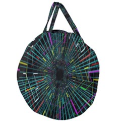 Colorful Geometric Electrical Line Block Grid Zooming Movement Giant Round Zipper Tote by Mariart