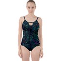 Colorful Geometric Electrical Line Block Grid Zooming Movement Cut Out Top Tankini Set View1