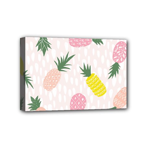 Pineapple Rainbow Fruite Pink Yellow Green Polka Dots Mini Canvas 6  X 4  by Mariart