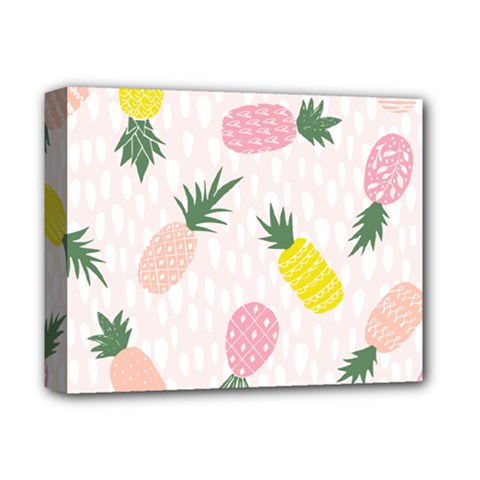 Pineapple Rainbow Fruite Pink Yellow Green Polka Dots Deluxe Canvas 14  X 11  by Mariart